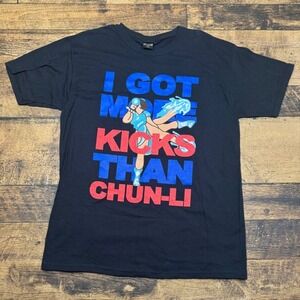 Once Upon A Time Chun-Li Kicks Graphic‎ Print T-Shirt Black Large